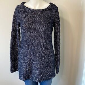 White House Black Market Metallic Shine Blue Sweater Size XS
